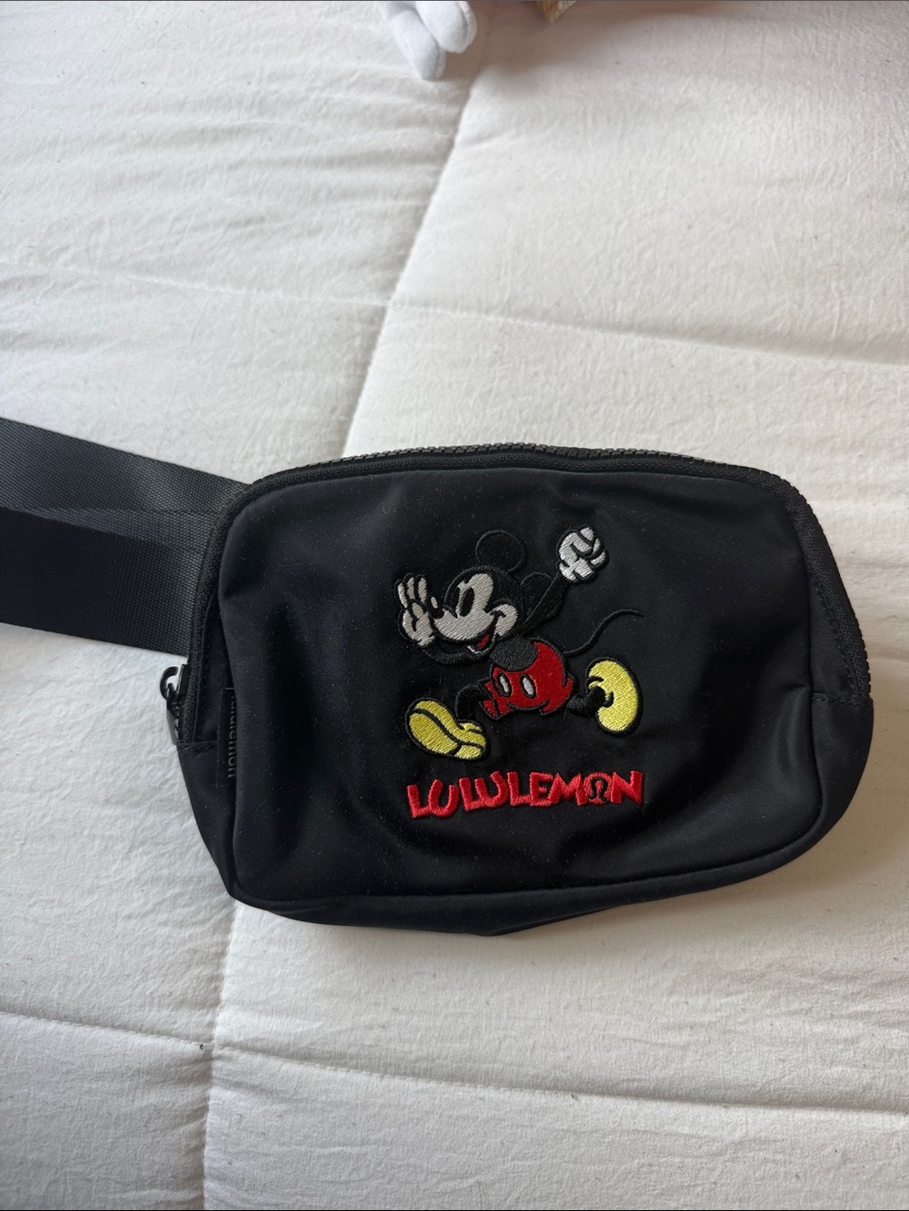 lululemon athletica Black Belt Bag with Mickey Mouse Embroidery